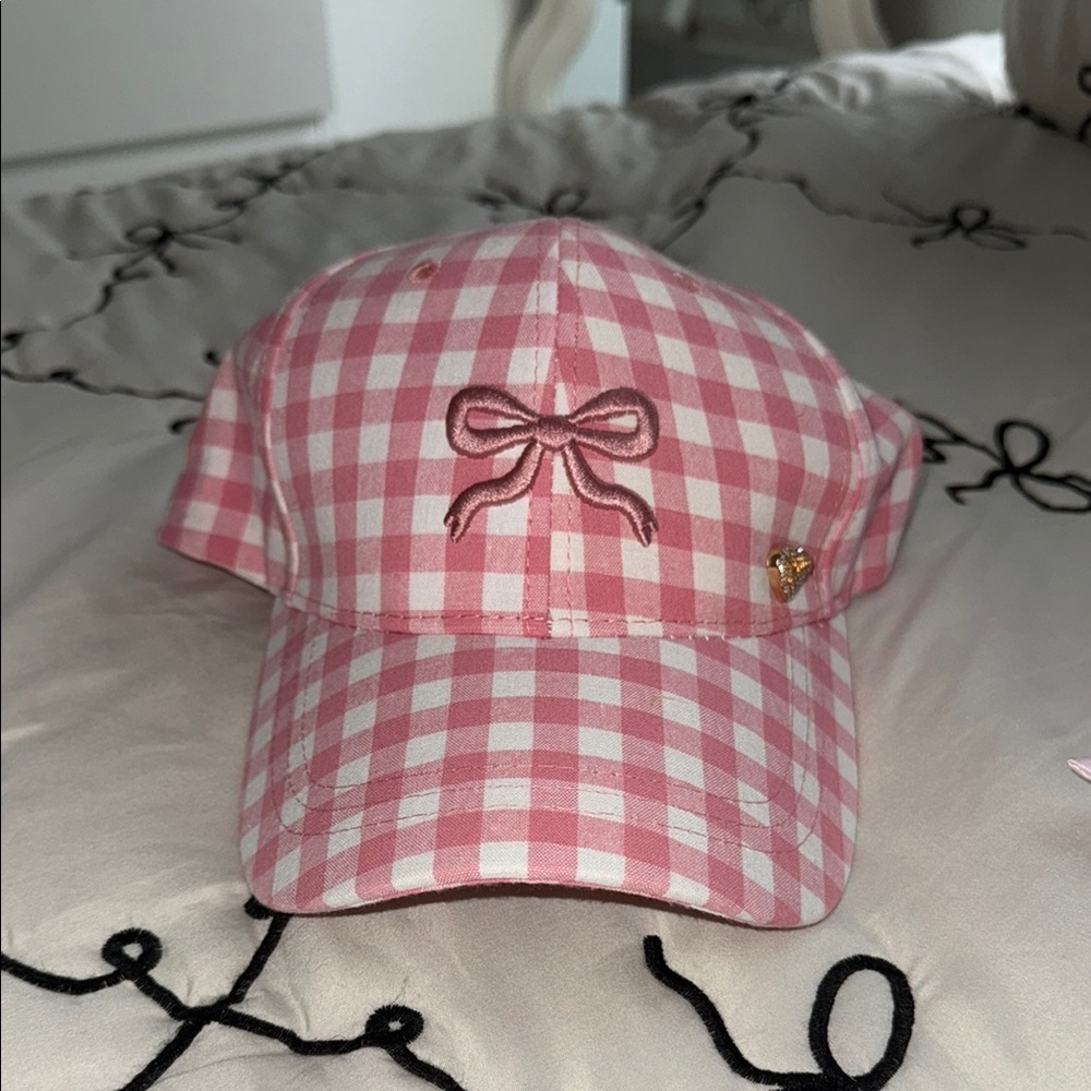 Pink Gingham Bow Cap